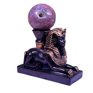 Black And Gold egyptian Sphinx Crystal Sphere stand Decor‎